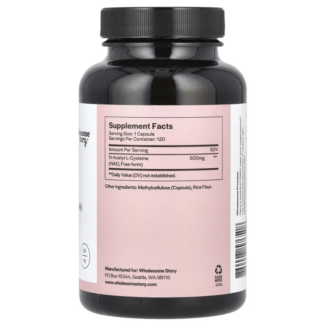 Wholesome Story, NAC, 600 мг, 120 вегетарианских капсул