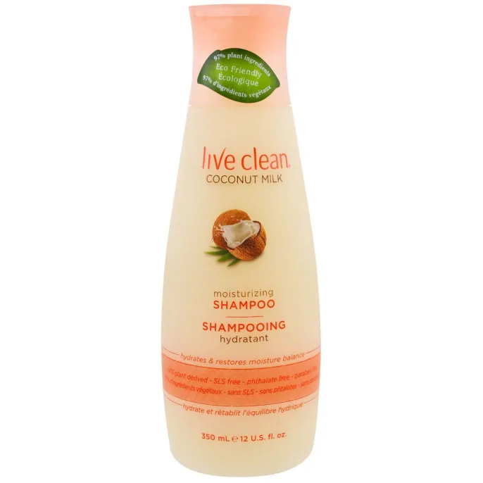 Live Clean, Увлажняющий шампунь, кокосовое молочко, 12 унций (350 мл)