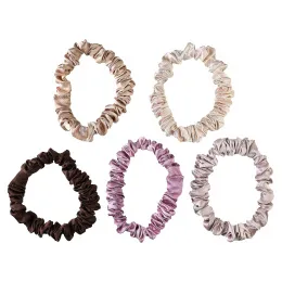 Giovanni, узкие сатиновые резинки для волос, розовый, бежевый, сиреневый, медный, темно-коричневый, 5 шт.