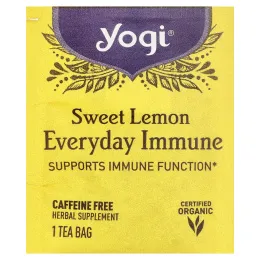 Yogi Tea, Everyday Immune, чай для поддержки иммунитета со вкусом сладкого лимона, без кофеина, 16 чайных пакетиков по 32 г (1,12 унции)