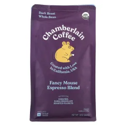 Chamberlain Coffee, Fancy Mouse Espresso Blend, цельные бобы, темная обжарка, 340 г (12 унций)