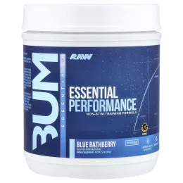 Raw Nutrition, Bum Essentials, Essential Performance, формула для тренировок без стимуляторов, голубая малина, 618 г (21,8 унции)