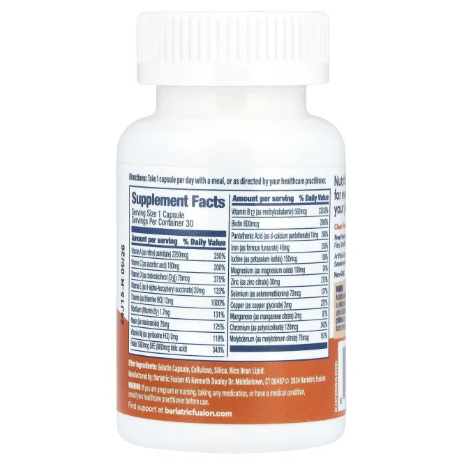 Bariatric Fusion, Мультивитамины с железом, 30 капсул