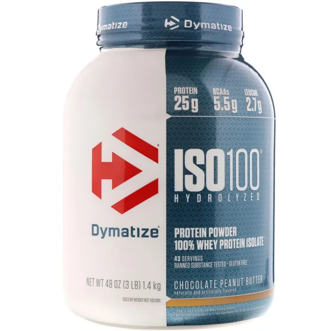 Dymatize Nutrition, ISO 100 Hydrolyzed, 100% Whey Protein Isolate, Chocolate Peanut Butter, 3 lbs (1.4 kg)