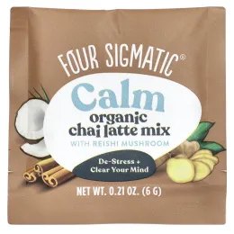 Four Sigmatic, Calm, смесь для приготовления органического латте с грибами рейши, без кофеина, 10 пакетиков по 6 г (0,21 унции)