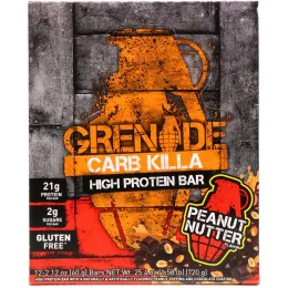 Grenade, Батончики Carb Killa, арахисовая паста, 12 батончиков, 2,12 унции (60 g) каждый