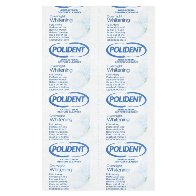 Polident, Антибактериальное средство для очищения зубных протезов, ежедневное отбеливающее средство, тройная мята, 84 таблетки