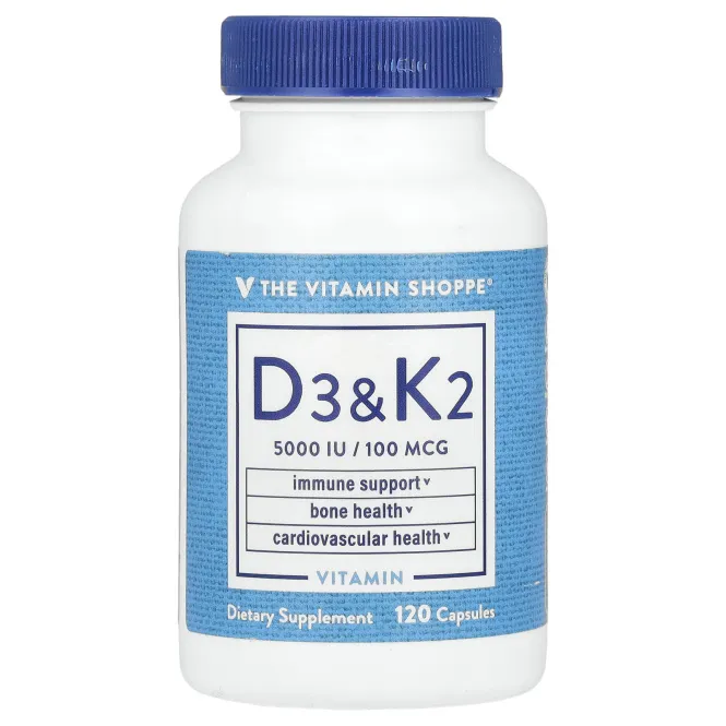 The Vitamin Shoppe, Витамины D3 и K2, 120 капсул