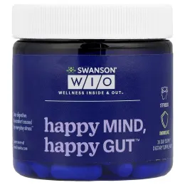 Swanson WIO, Happy Mind, Happy Gut ™, 30 растительных капсул