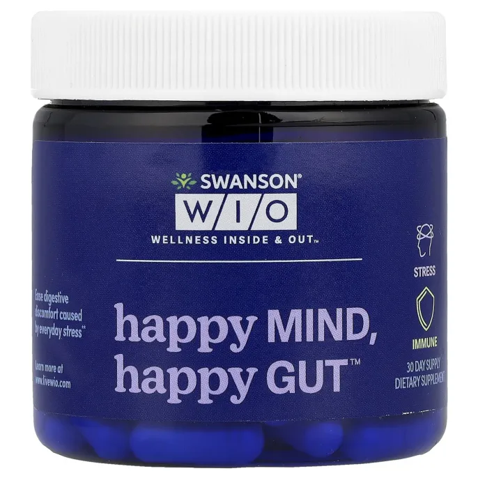 Swanson WIO, Happy Mind, Happy Gut ™, 30 растительных капсул