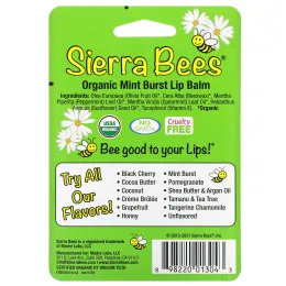 Sierra Bees, Органические бальзамы для губ, мятный взрыв, 4 шт. в упаковке, по 0,15 унц. (4,25 г) каждый