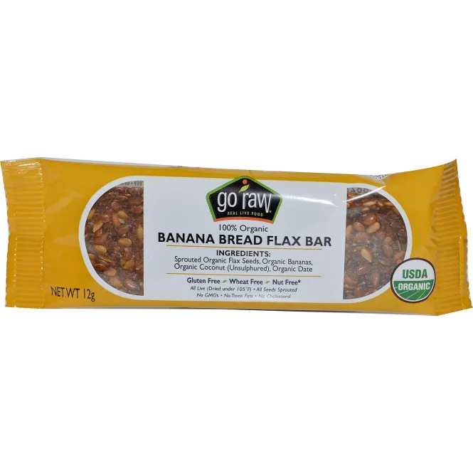 Go Raw, Органические банановые батончики с семенами льна, 10 батончиков, 12 г каждый