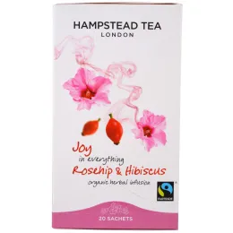 Hampstead Tea, Плоды шиповника и гибискус, органический травяной чай, 20 пакетиков, 1,06 унц. (30 г)