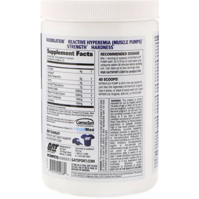 GAT, Nitraflex "Объем", вкус арбуза, 10 унц. (284 г)