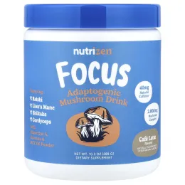 Nutricost, NutriZen™, Focus, адаптогенный грибной напиток, со вкусом кофе латте, 288 г (10,3 унции)