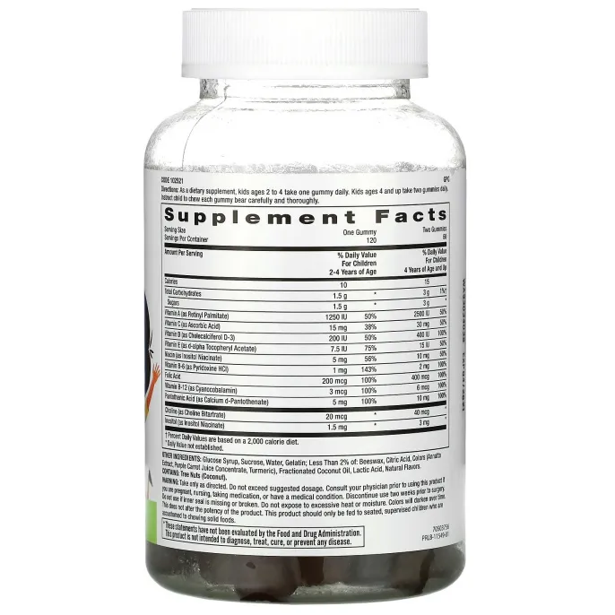 GNC, Milestones, Gummy Multivitamin for Kids 2-12, Natural Assorted Fruit Flavors, 120 Gummies