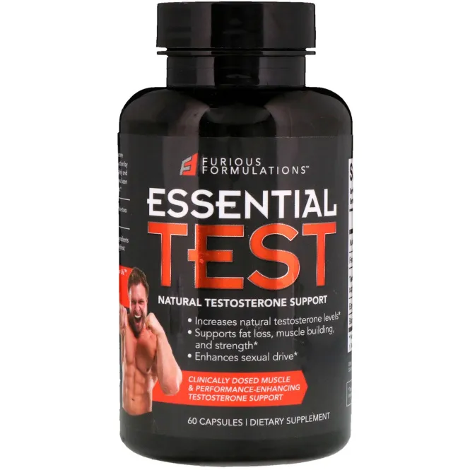 FURIOUS FORMULATIONS, Essential Test Natural Testosterone Support, 60 Capsules