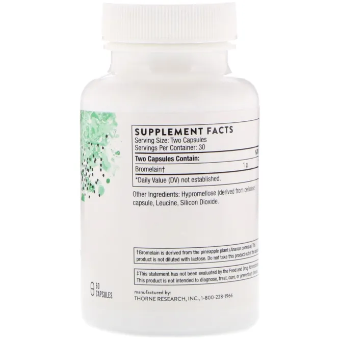 Thorne Research, Бромелайн M.F., 60 растительных капсул