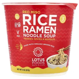 Lotus Foods, Рисовый суп с лапшой рамен, красное мисо, 57 г (2 унции)