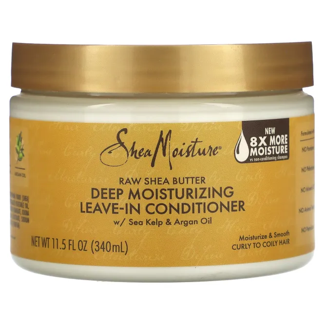 SheaMoisture, Необработанное масло ши, несмываемый кондиционер для глубокого увлажнения, для вьющихся и кудрявых волос, 340 мл (11,5 жидк. унц.)