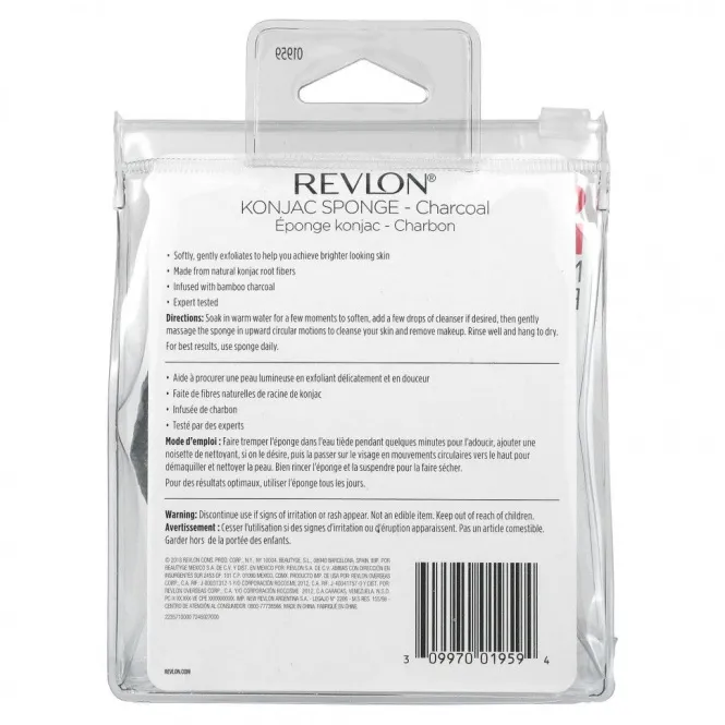 Revlon, Губка с конжаком для лица, очищение и осветление, древесный уголь, 1 спонж