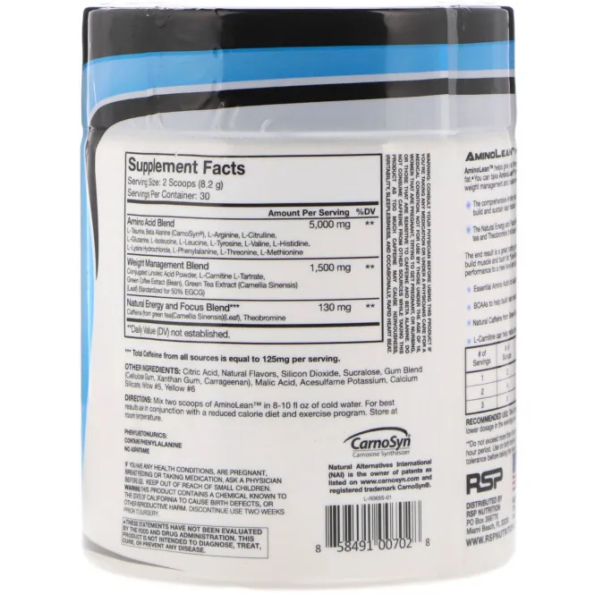 RSP Nutrition, Amino Lean Energy Formula, Passion Fruit,  8.68 oz (246 g)