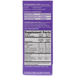 Zarbee's, Сироп с полным составом для детей от кашля + для иммунитета с темным медом и ягодами бузины, Натуральный ягодный вкус, 4 унции (118 мл)