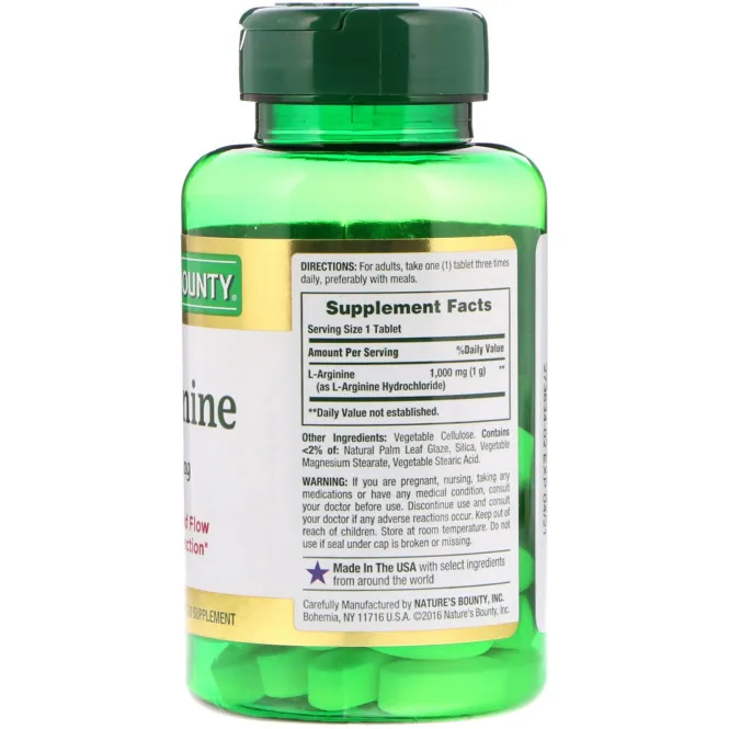 Nature's Bounty, L-аргинин, 1000 мг, 50 таблеток