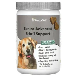 NaturVet, Senior, улучшенная формула для поддержки 5 в 1 и гриба-хвоща, для собак, 120 мягких жевательных таблеток, 360 г (12,6 унции)