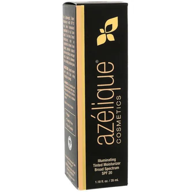 Azelique, Осветляющий солнцезащитный увлажняющий крем-тинт широкого спекта SPF 20, средняя защита, не испытывается на животных, сертифицированный веганский, 35 мл (1,18 унций)