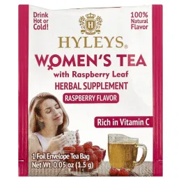 Hyleys Tea, чай для женщин с листьями малины, малина, 25 чайных пакетиков в фольге, 37,5 г (1,32 унции)