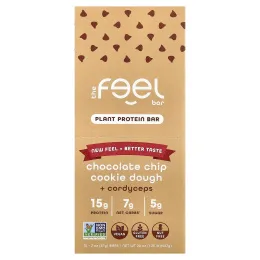The Feel Bar, растительные протеиновые батончики, тесто для печенья с шоколадной крошкой и кордицепсом, 10 батончиков по 57 г (2 унции)