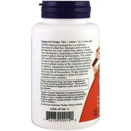 Now Foods, Стабилизированный ацидофилус, три миллиарда, 180 таблеток