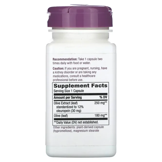 Nature's Way, Оливковые листья, стандартизированные, 60 капсул