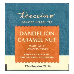 Teeccino, чай из обжаренных трав, одуванчик, карамель и орех, без кофеина, 25 чайных пакетиков, 150 г (5,3 унции)