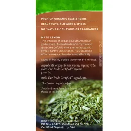 Numi Tea, Organic Tea, Green Tea, Mate Lemon, 18 Tea Bags, 1.46 oz (41.4 g)