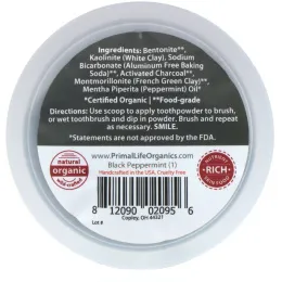 Primal Life Organics, Зубной порошок для грязного рта, черная перечная мята, 1 унция (28 г)