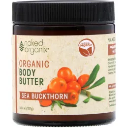 Organix South, Naked Organix, омолаживающая терапия, крем-масло для тела с облепихой, 3,77 унц. (107 г)