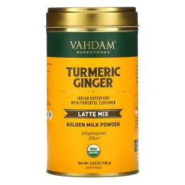 Vahdam Teas, смесь для латте, куркума и имбирь, 100 г (3,53 унции)