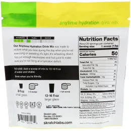 SKRATCH LABS, Anytime Hydration Drink Mix, Lemon & Lime, 9.2 oz (260 g)