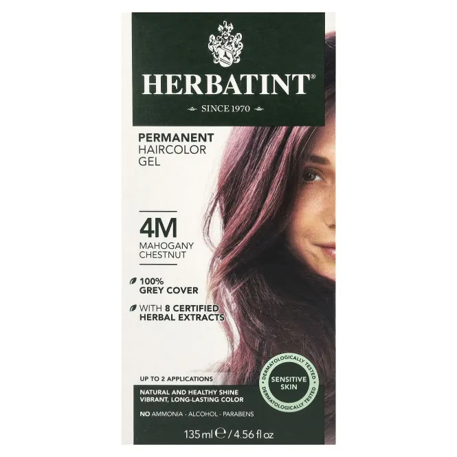 Herbatint, Перманентная краска-гель для волос, 4M, махагоновый каштан, 4,56 жидкой унции (135 мл)