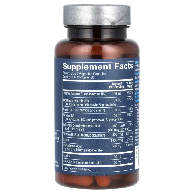 Vthrive, Биоактивный комплекс витаминов группы B, 60 растительных капсул