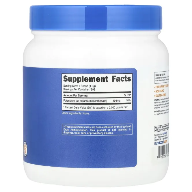 Nutricost, Бикарбонат калия, без добавок, 907 г (32,4 унции)