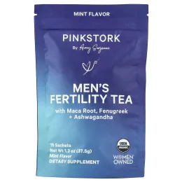 Pink Stork, чай для повышения фертильности для мужчин, мята, 15 пакетиков, 37,5 г (1,3 унции)