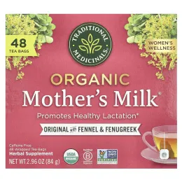 Traditional Medicinals, Organic Mother's Milk®, оригинальный продукт с фенхелем и пажитником, без кофеина, 48 чайных пакетиков в упаковке, 84 г (2,96 унции)
