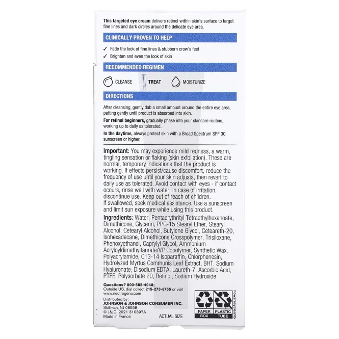 Neutrogena, Крем для кожи вокруг глаз Rapid Wrinkle Repair, 0,5 ж. унц. (14 мл)