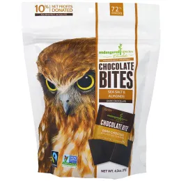Endangered Species Chocolate, Chocolate Bites, Темный Шоколад с  Миндалем и Морской Солью, 4,7 унции (133 г)