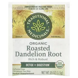 Traditional Medicinals, органический обжаренный корень одуванчика, без кофеина, 16 чайных пакетиков в упаковке, 24 г (0,85 унции)