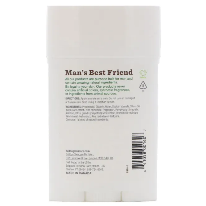 Bulldog Skincare For Men, Оригинальный дезодорант, 68 г