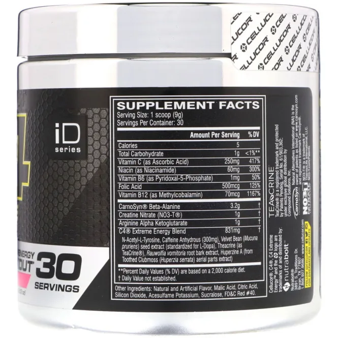 Cellucor, C4 Extreme Energy, предтренировочный, клубника и киви, 9,52 унц. (195 г)